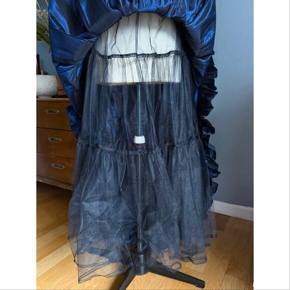 Vtg Jessica McClintock Gunne Sax Blue Taffeta Formal Maxi Skirt - Picture 5 of 11